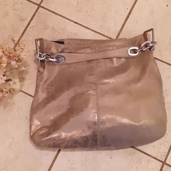 SALE! MICHAEL KORS DISTRESSED METALLIC BRONZE HOBO SHOULDER BAG - Picture 1 of 8